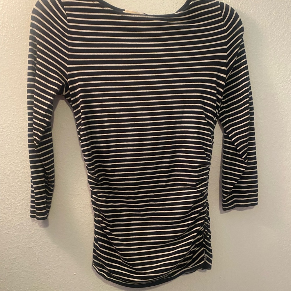 MICHAEL Michael Kors Black and White Ruched 3/4 Sleeve Blouse size XS